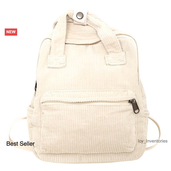 Vintage Corduroy Mini Backpack Purse Casual Retro Fashion Daypack Slim Fit main image 4
